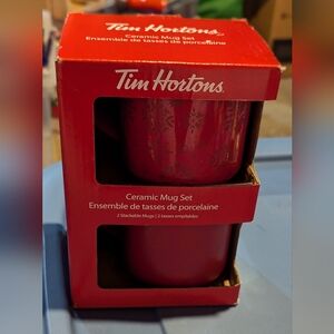 2021 Tim Hortons Christmas Snow Flake Ceramic Mug Set - new in box